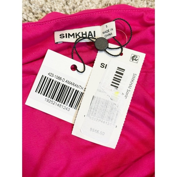 NEW JONATHAN SIMKHAI Sorina Bubble mini dress in amaranth S - Picture 10 of 12